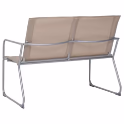 vidaXL Garden Lounge Set 4 Piece Fabric & Steel Taupe Table 2 Chairs and Bench