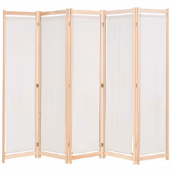 vidaXL 5-Panel Room Divider Cream 200x170cm Fabric Foldable Partition Screen