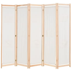 vidaXL 5-Panel Room Divider Cream 200x170cm Fabric Foldable Partition Screen