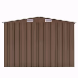 vidaXL Garden Shed 257x298x178cm Metal Brown Outdoor Tool Storage House Cabin