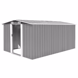 vidaXL Garden Shed 257x392x181cm Metal Grey Outdoor Tool Storage House Cabin