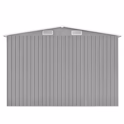 vidaXL Garden Shed 257x392x181cm Metal Grey Outdoor Tool Storage House Cabin
