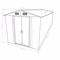 vidaXL Garden Shed 257x392x181cm Metal Grey Outdoor Tool Storage House Cabin - Additional view 8