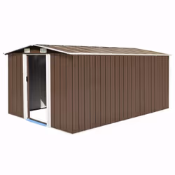 vidaXL Garden Shed 257x392x181cm Metal Brown Outdoor Tool Storage House Cabin