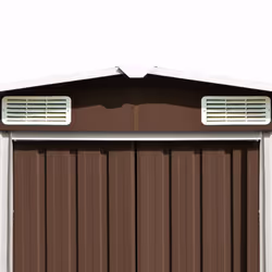 vidaXL Garden Shed 257x392x181cm Metal Brown Outdoor Tool Storage House Cabin - Additional view 5
