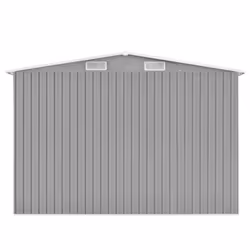 vidaXL Garden Shed 257x489x181cm Metal Grey Outdoor Tool Storage House Cabin