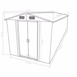 vidaXL Garden Shed 257x489x181cm Metal Anthracite Tool Storage House Cabin