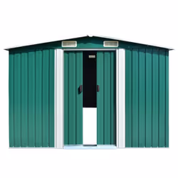 vidaXL Garden Shed 257x580x181cm Metal Green Outdoor Tool Storage House Cabin - Additional view 2