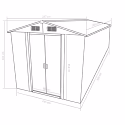 vidaXL Garden Shed 257x580x181cm Metal Anthracite Tool Storage House Cabin