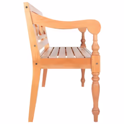 vidaXL Solid Mahogany Wood Batavia Bench 98x50x82cm Light Brown Entryway Seat - Additional view 2