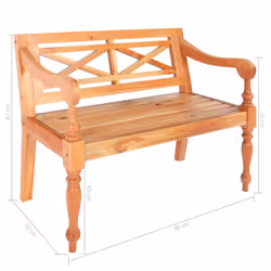 vidaXL Solid Mahogany Wood Batavia Bench 98x50x82cm Light Brown Entryway Seat - Additional view 5
