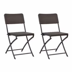 vidaXL 2x Folding Garden Chairs HDPE Brown Rattan Look Outdoor Patio Seat