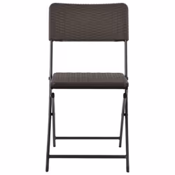 vidaXL 2x Folding Garden Chairs HDPE Brown Rattan Look Outdoor Patio Seat