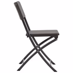 vidaXL 4x Folding Garden Chairs HDPE Brown Rattan Look Outdoor Patio Seat - Additional view 4