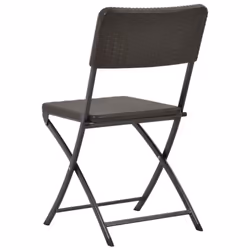 vidaXL 4x Folding Garden Chairs HDPE Brown Rattan Look Outdoor Patio Seat - Additional view 5