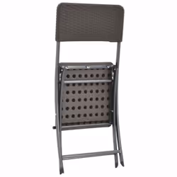 vidaXL 4x Folding Garden Chairs HDPE Brown Rattan Look Outdoor Patio Seat - Additional view 6