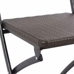 vidaXL 4x Folding Garden Chairs HDPE Brown Rattan Look Outdoor Patio Seat - Additional view 7
