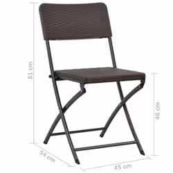vidaXL 4x Folding Garden Chairs HDPE Brown Rattan Look Outdoor Patio Seat - Additional view 8