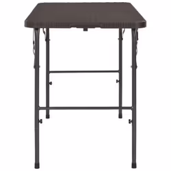 vidaXL Folding Garden Table HDPE Brown Rattan Look Outdoor Camping Furniture