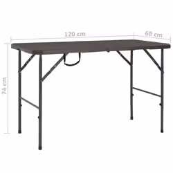 vidaXL Folding Garden Table HDPE Brown Rattan Look Outdoor Camping Furniture - Additional view 5