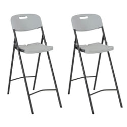 vidaXL 2x Folding Bar Chairs HDPE 45x78x114cm White Outdoor Patio Chair Seat