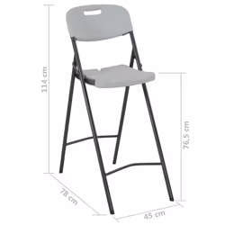 vidaXL 2x Folding Bar Chairs HDPE 45x78x114cm White Outdoor Patio Chair Seat - Additional view 7