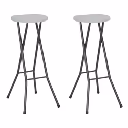 vidaXL 2x Folding Bar Chairs HDPE 35x44x80cm White Outdoor Patio Chair Seat