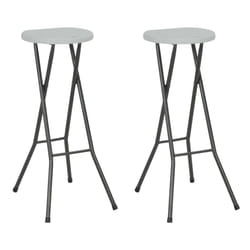 vidaXL 2x Folding Bar Chairs HDPE 35x44x80cm White Outdoor Patio Chair Seat