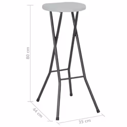 vidaXL 2x Folding Bar Chairs HDPE 35x44x80cm White Outdoor Patio Chair Seat