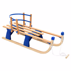 vidaXL Folding Snow Sledge with Backrest Wood 119cm Toboggan Sled Winter Sport