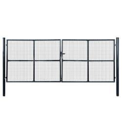 vidaXL Mesh Garden Gate Galvanised Steel 400x150cm Grey Outdoor Fence Door