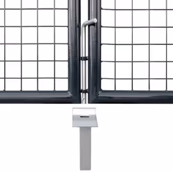 vidaXL Mesh Garden Gate Galvanised Steel 400x150cm Grey Outdoor Fence Door