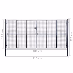 vidaXL Mesh Garden Gate Galvanised Steel 400x175cm Grey Outdoor Fence Door - Additional view 5