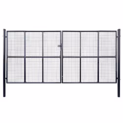 vidaXL Mesh Garden Gate Galvanised Steel 400x200cm Grey Outdoor Fence Door
