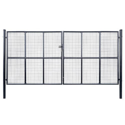 vidaXL Mesh Garden Gate Galvanised Steel 400x200cm Grey Outdoor Fence Door