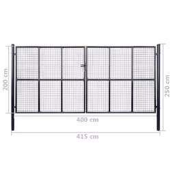 vidaXL Mesh Garden Gate Galvanised Steel 400x200cm Grey Outdoor Fence Door - Additional view 5