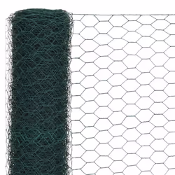 vidaXL Chicken Wire Fence with PVC Coating Wire Mesh Roll Wire Fencing Net - green, 1.2 m