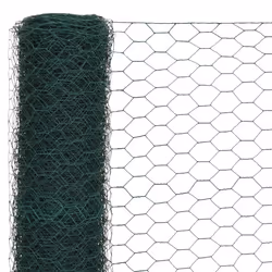 vidaXL Chicken Wire Fence with PVC Coating Wire Mesh Roll Wire Fencing Net - green, 1.5 m