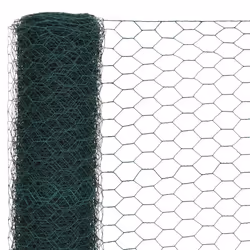 vidaXL Chicken Wire Fence Wire Netting Wire Mesh Panel Steel with PVC Coating - green, 1.2 m
