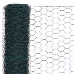 vidaXL Chicken Wire Fence with PVC Coating Wire Mesh Roll Wire Fencing Net - green, 1.2 m