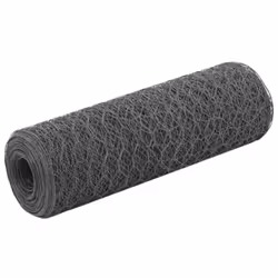 vidaXL Chicken Wire Fence with PVC Coating Wire Mesh Roll Wire Fencing Net - grey, 0.5 m