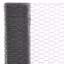 vidaXL Chicken Wire Fence with PVC Coating Wire Mesh Roll Wire Fencing Net - grey, 0.5 m