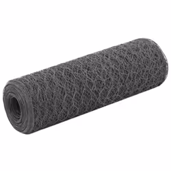 vidaXL Chicken Wire Fence Wire Mesh Roll Wire Fencing Galvanised Steel Silver - grey, 0.5 m