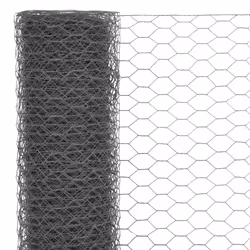 vidaXL Chicken Wire Fence Wire Netting Wire Mesh Panel Steel with PVC Coating - grey, 1.2 m