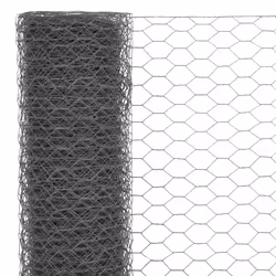 vidaXL Chicken Wire Fence with PVC Coating Wire Mesh Roll Wire Fencing Net - grey, 1.5 m