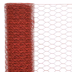 vidaXL Chicken Wire Fence with PVC Coating Wire Mesh Roll Wire Fencing Net - red, 1.2 m