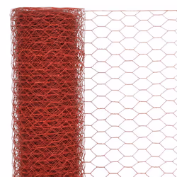 vidaXL Chicken Wire Fence with PVC Coating Wire Mesh Roll Wire Fencing Net - red, 1.5 m