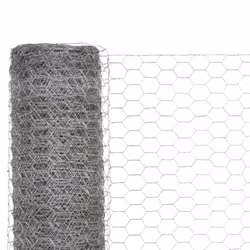 vidaXL Chicken Wire Fence Wire Mesh Roll Wire Fencing Galvanised Steel Silver - 1.2 m