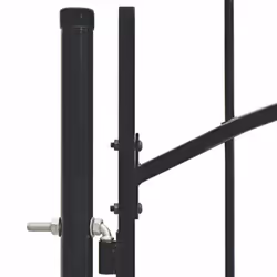 vidaXL Garden Gate with Arched Top Steel 1x1.75m Black Outdoor Barrier Door - Additional view 3