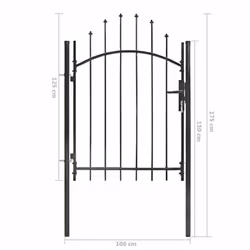 vidaXL Garden Gate with Arched Top Steel 1x1.75m Black Outdoor Barrier Door - Additional view 4